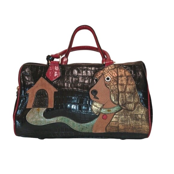 Leather Handbag Purse Dog Design Original By Sharif 1827 - Picture 1 of 13